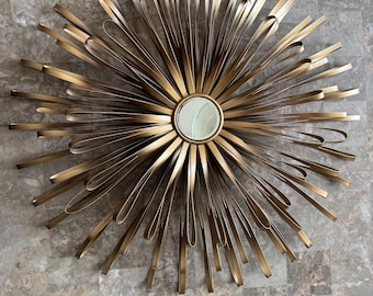 60 cm ATOMIC SUN SUNBURST Stjärna Guldfärgad Väggkonst Skulptur Spegel Mid-Century Modern