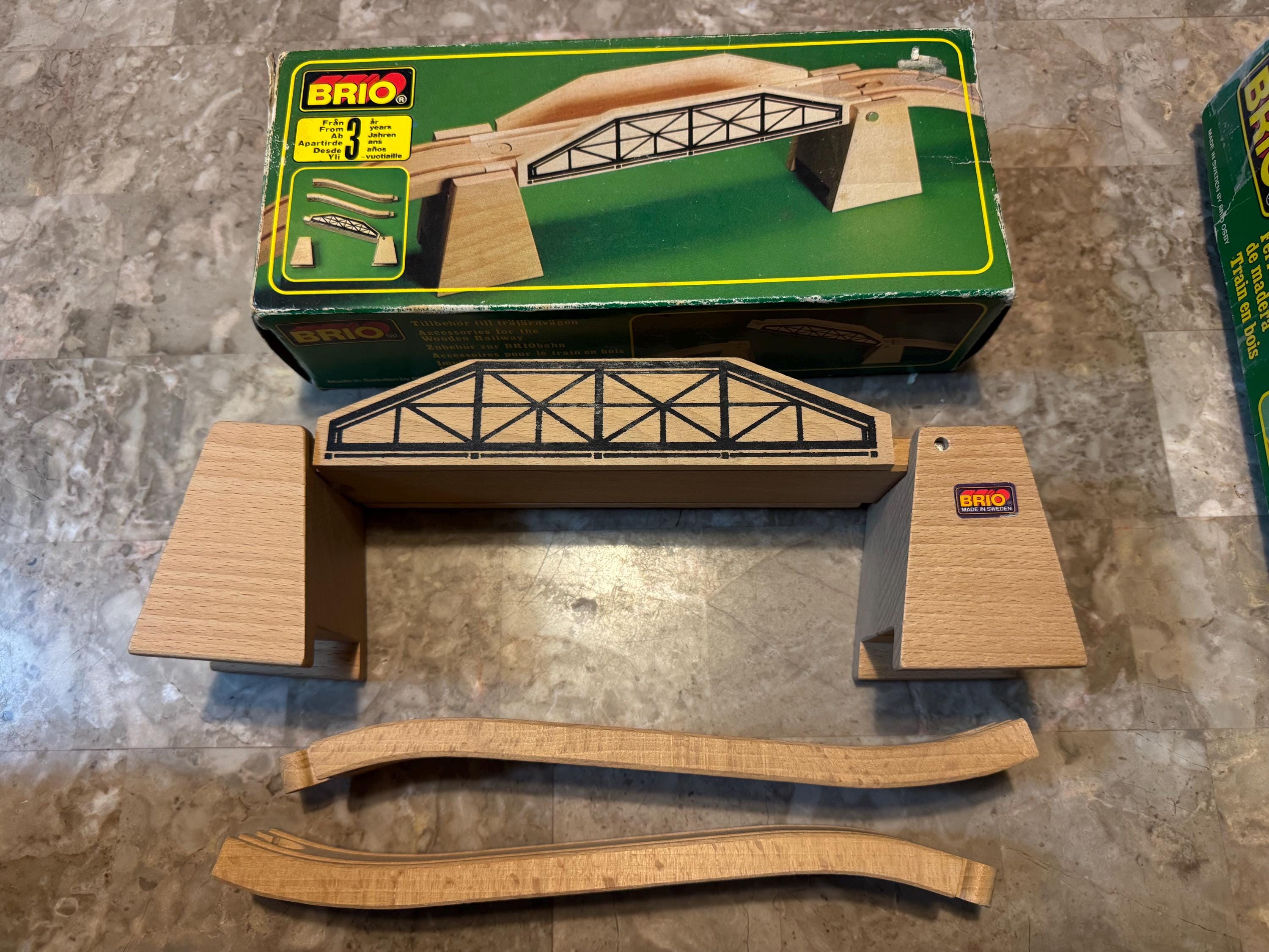 Vintage BRIO #33364 Wooden Train Draw Bridge With Ramps Made in