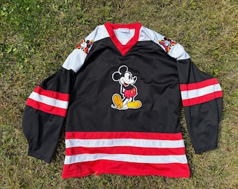 Vintage 1990s Genus Disney Mickey Mouse Mesh Jersey Shirt Mens M/L Hockey Sewn