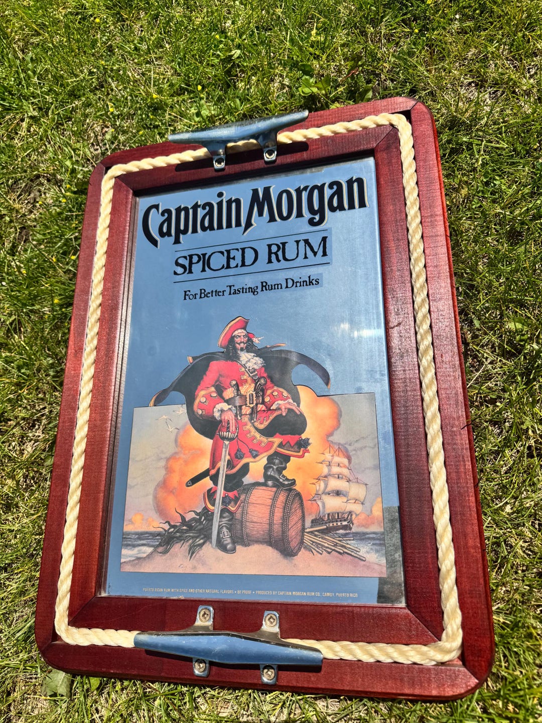 Captain Morgan Spiced Rum Rope Ship Boat Mirror Sign Nautical Pirate ...