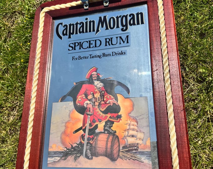 Captain Morgan Spiced Rum Rope Ship Boat Mirror Sign Nautical Pirate ...