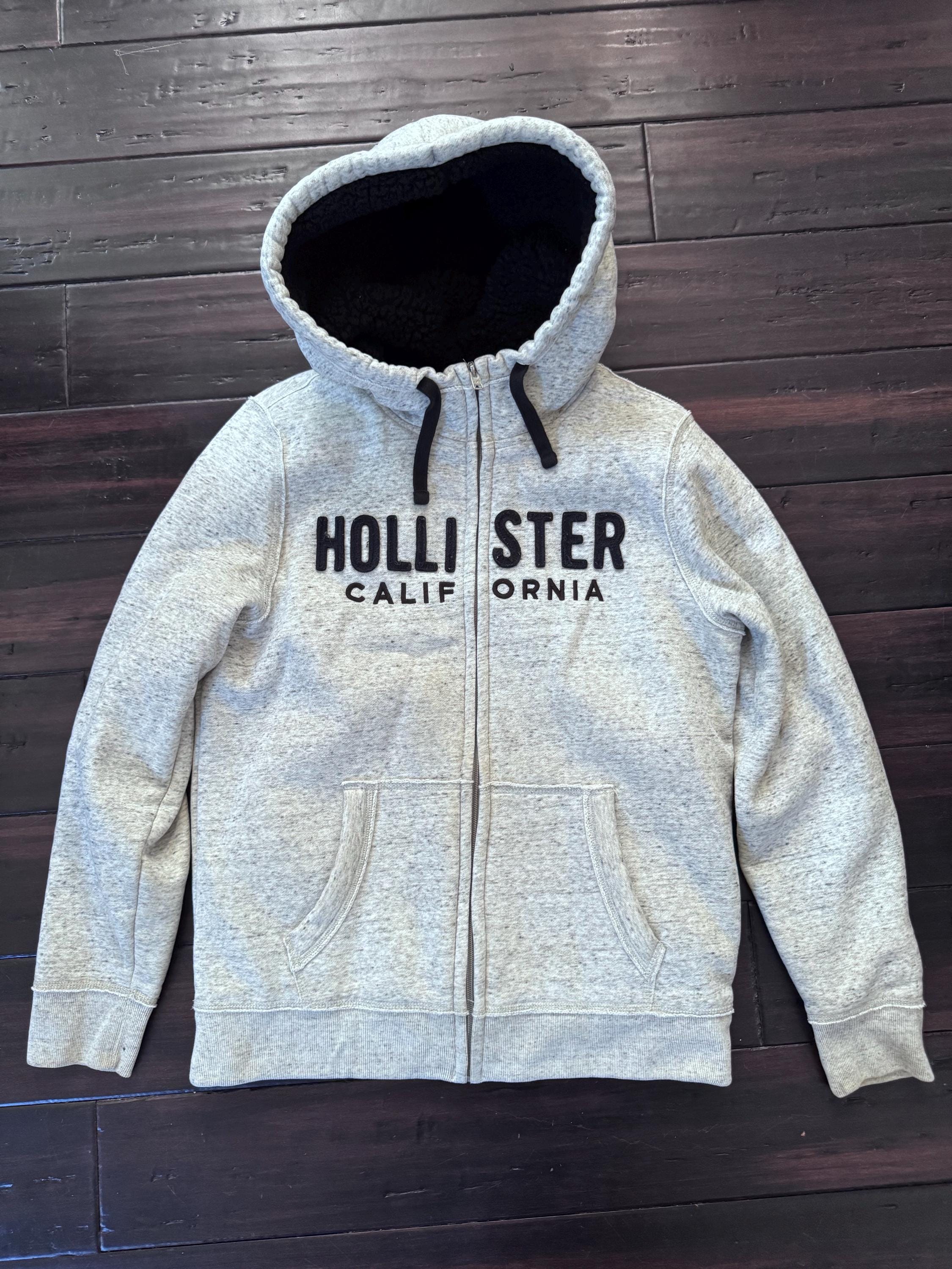 Y2K Hollister Vintage Faux Fur Sherpa Lined Heavyweight Hoodie Zip