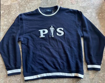 Jersey de golf vintage Payne Stewart bordado, azul marino, talla grande, de algodón.