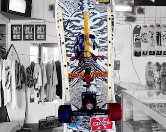 Vintage Pro 90 Stamm Shark Neon Pink Skateboard Deck With Trucks