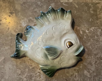 1950s Tropic Treasures Ceramicraft Tropical Kitschy Fish Wall Pocket Planter MCM