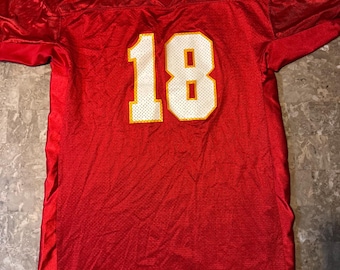 Vintage 90's Wilson #18 Football NFL Jersey Men's Large L Kansas City Chiefs USA. Has some marks stains Comes as pictured.