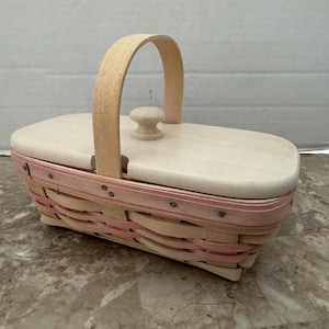 Longaberger 2000 Classic Horizon of Hope-mand met deksel witgekalkte comboset