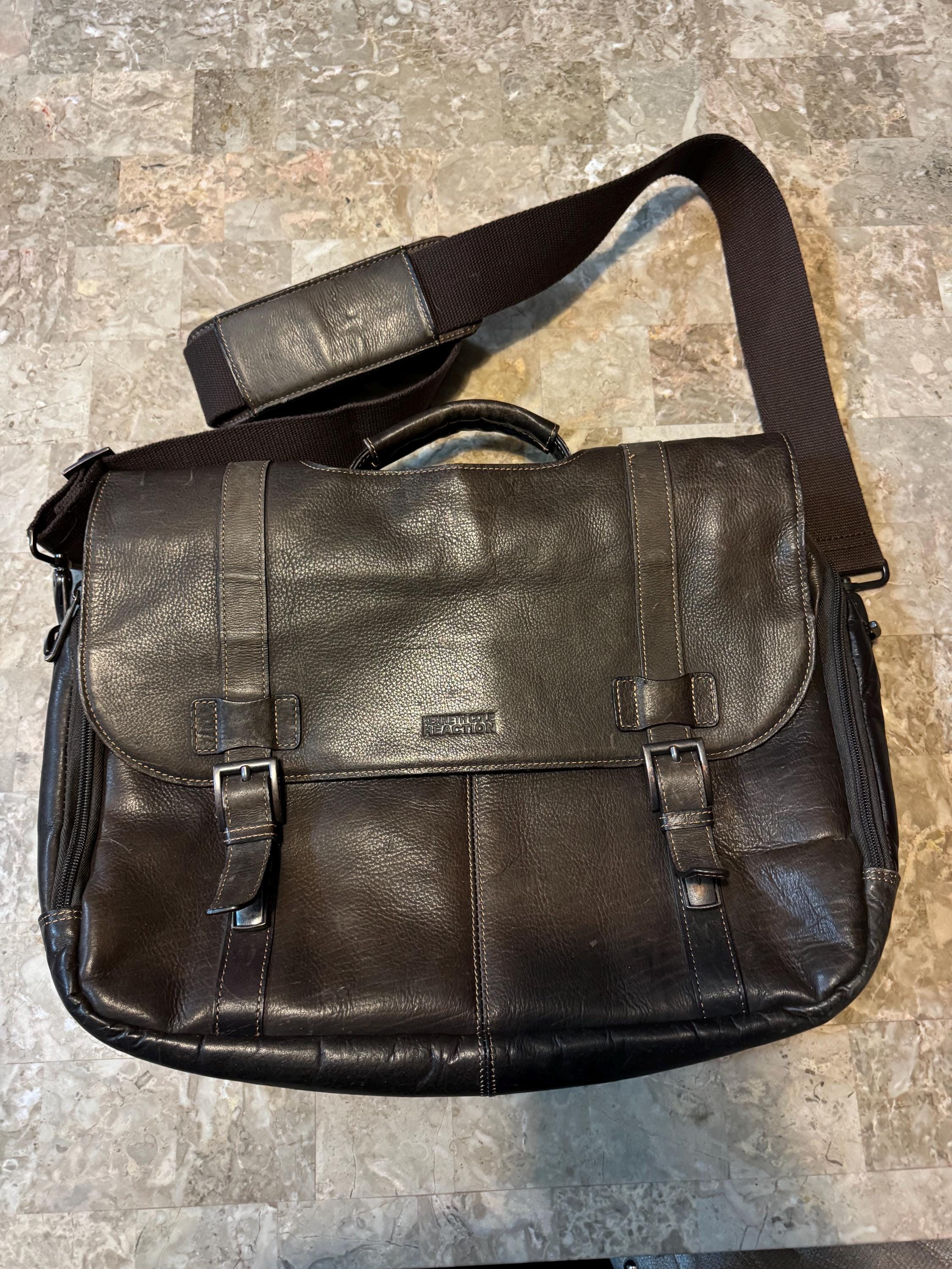 Vintage Kenneth Cole Reaction Leather Briefcase Laptop Messenger