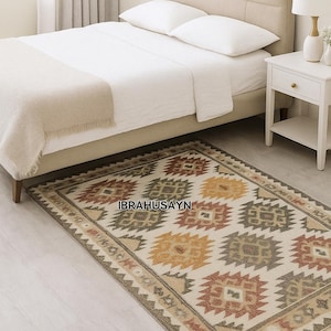 Kilim Rug, Handwoven Jute Rug Handmade, Kilim Durrie Rug, Traditional Indian Jute Area Rug Customization Available