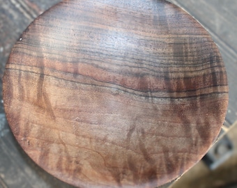 Handmade Walnut Bowl – 5.5” Decorative Wood Dish with Footed Base – Red Streak Grain Detail