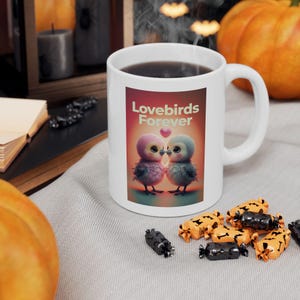 Lovebirds forever Ceramic Mug - Romantic Couple Gift, Anniversary Coffee Cup, Valentine&#39;s Day Tea Mug, Wedding Present, Engagement Gift Idea