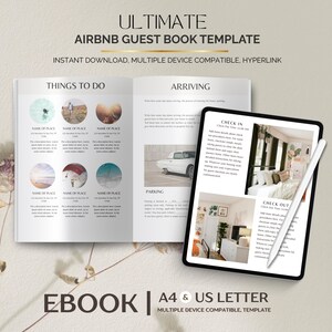 Airbnb Guest Book Template, Editable Canva Welcome Book, Vacation Rental Guide, House Manual, Local Tips, Digital Download for Hosts