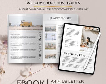 Modello di libro di benvenuto Airbnb, guida per gli host di case vacanza (download digitale)