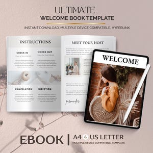 Welcome Book Template, Editable Canva Guest Info Guide, Airbnb Vacation Rental Manual, Host Welcome Packet, Digital Download for Hosts