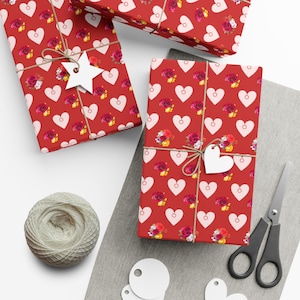 Valentine Day Gift Wrap Papers, Love Hearts Wrapping Sheets, Romantic Present Packaging, Valentine&#39;s Day Supplies, Heart Patterns Gift Wrap