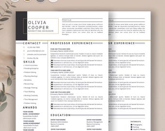 Editable Resume Template, Modern Canva CV Design (Digital Download)