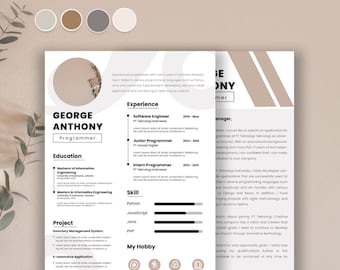 Editable Resume Template, Modern CV Design (Digital Download)