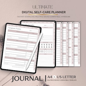 Digital Self Care Planner, Printable Wellness and Mental Health Organizer, Daily Routine Tracker, PDF Download, Self Love Journal Pages
