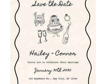 SAVE THE DATE Template | Digital Canva Template | Printable Wedding Invitation | Digital Download