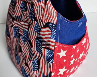 USA American Flag Sling Bag | 4th of July Red White Blue Patriotic | Daily Carry Shoulder Festival Bag Handbag Purse | Made Under Moonlight
