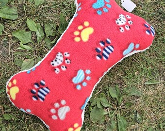 LARGE Bone Puppy Dog Toy | Stuffed Pillow, Decoration, Photo Prop, Pet Photography | Fleece + Sherpa | Ready to Ship | Made Under Moonlight