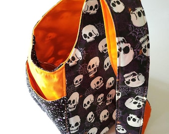 Skulls Sling Bag | Halloween Glow-in-the-Dark Spooky Skull | Daily Carry Shoulder Bag Festival Bag Handbag Purse | Made Under Moonlight