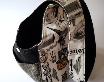 Vintage Halloween Sling Bag | Spooky Pumpkin Spider Witchy | Daily Carry Shoulder Bag Festival Bag Handbag Purse | Made Under Moonlight