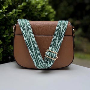 Colorful Stripe Kelly Green Patterned Guitar Purse Strap, Chevron Adjustable Crossbody Phone Handbag, Woven Phone Bag Sling Replacement,