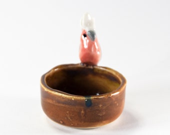 1 Miniature Galah cockatoo dish, ring dish or tealight candle holder, Australian pottery by Anita Reay 1 Galah dish