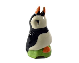 Puffin pie bird ceramic pottery figurine sculpture pie funnel flute Australian pottery Anita Reay AnitaReayArt