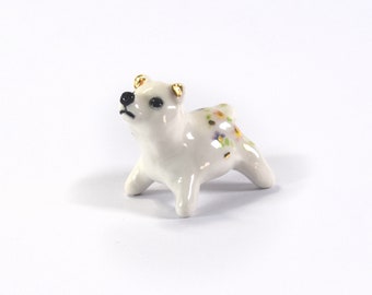 Miniature ceramic bear figurine with 24k gold trim, hand sculpted by Anita Reay