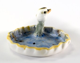 ceramic kookaburra figurine tea bag holder ceramic ring dish bird figurine Australian pottery by Anita Reay teabag holder gift for mum