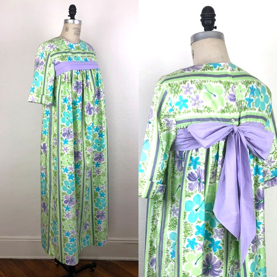 Vintage 60s Hawaiian Maxi Dress Waltah Clarke Trop