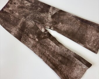 Vintage 60s/70s Country Western Flare Pants Suede Mottled Brown Tan S
