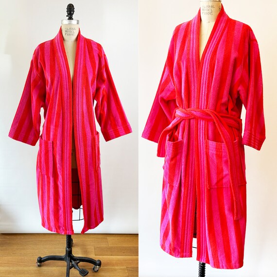 Marimekko Bath Robe Vintage Dressing Gown Terry White… - Gem