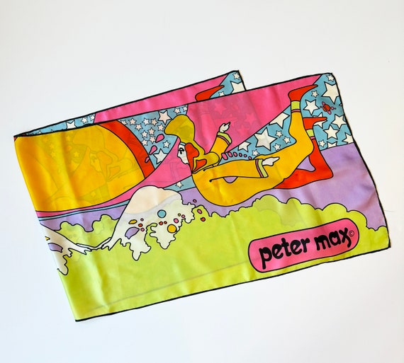 Vintage 60s Peter Max Cosmic Flyer Oblong Silk Sc… - image 6