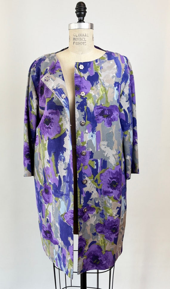Y2K Era Moschino Purple Poppy Floral Duster Jacke… - image 3