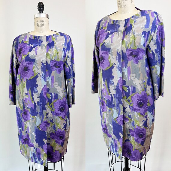 Y2K Era Moschino Purple Poppy Floral Duster Jacke… - image 1