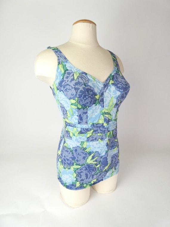 Vintage 60s Roxanne Perfection Fit Swimsuit Blue F