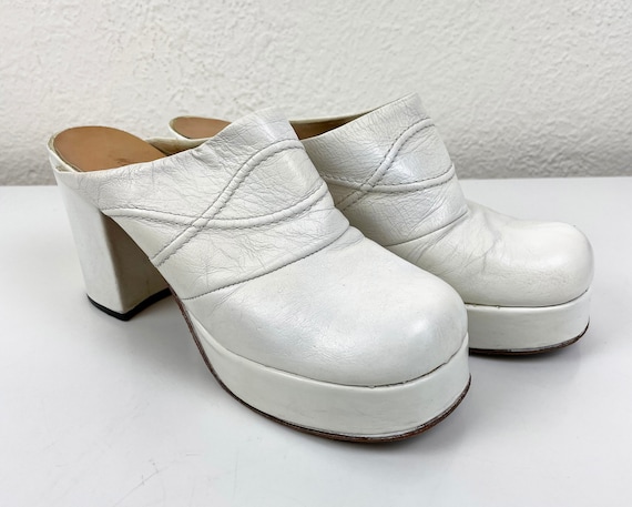 white platform shoes 70s