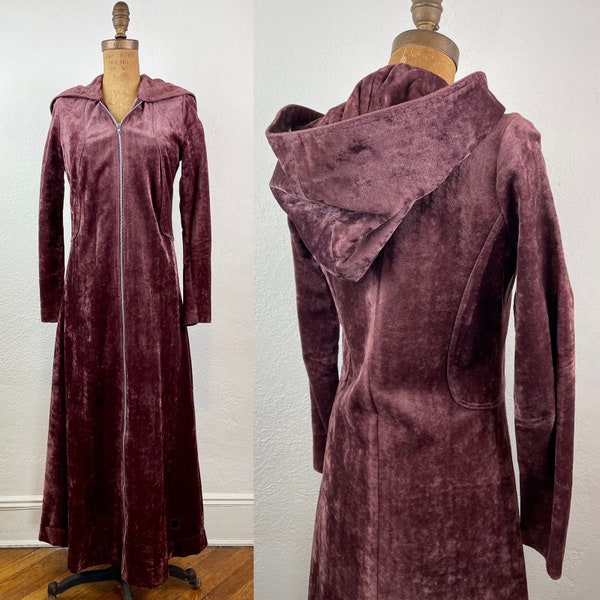 Vintage 70s Stirling Cooper Maxi Coat Wool Panne Velvet Jane Whiteside Antony Price/ 1970s Glam Rock