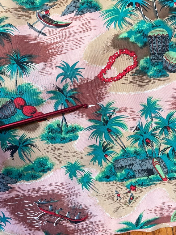 Vintage 1940s 1950s Hawaiian Rayon Dress Tropical… - image 10