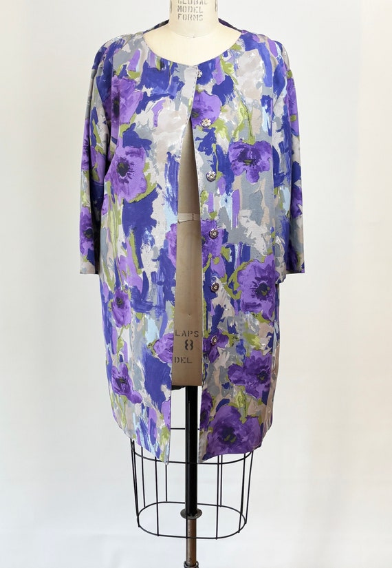 Y2K Era Moschino Purple Poppy Floral Duster Jacke… - image 8