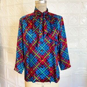 Saint Laurent Lavallière-neck charmeuse blouse - Green