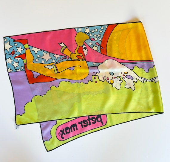 Vintage 60s Peter Max Cosmic Flyer Oblong Silk Sc… - image 5