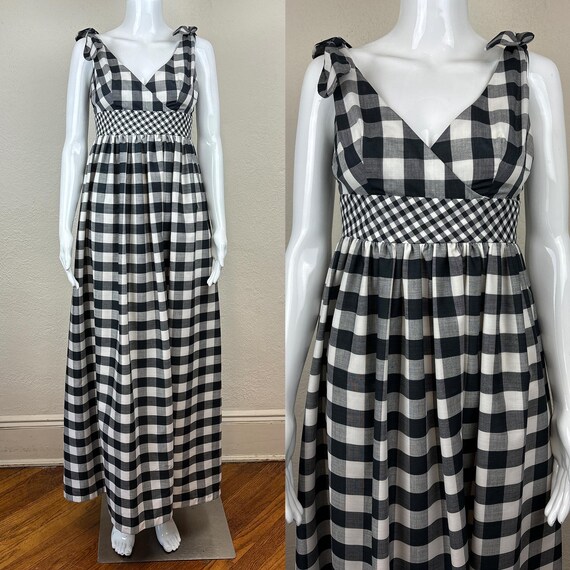 Vintage 60s 70s Black Gingham Maxi Dress by Kristine California - Etsy