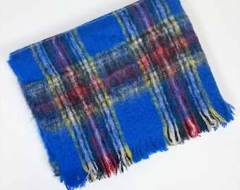 Vintage 60s 70s Mohair Throw Mac Beth Tartan Plaid Made in Scotland Kinloch Anderson