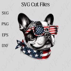 Lot de fichiers patriotiques Frenchie Cut | 4 juillet PNG | SVG et plus