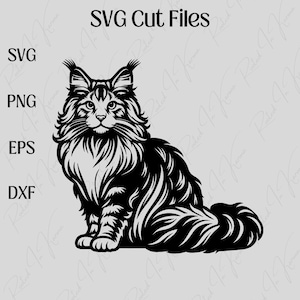 Maine Coon Cat SVG Bundle - fichiers de coupe pour amoureux des chats - téléchargement immédiat