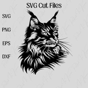 Maine Coon Cat SVG Bundle - fichiers de coupe pour amoureux des chats - téléchargement immédiat